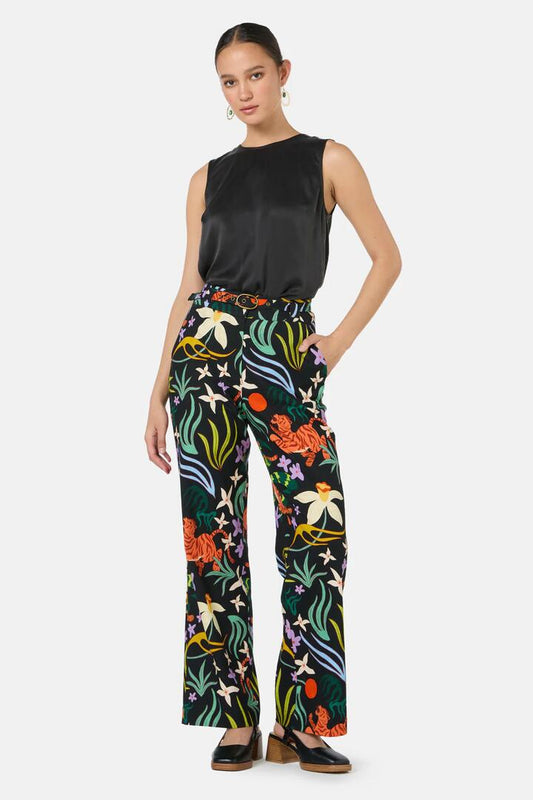 Image of a model wearing Pants. Product name - Dancing Playmates Pant in Print colour by brand - Gorman
