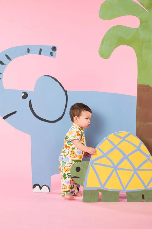 Image of a model wearing Tops. Productname: In The Forest Baby Tee in Cream colour by brand - Gorman