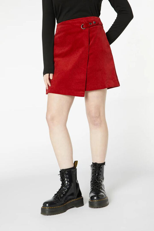 Image of a model wearing Skirts. Productname: Byron Skirt in Red colour by brand - Dangerfield