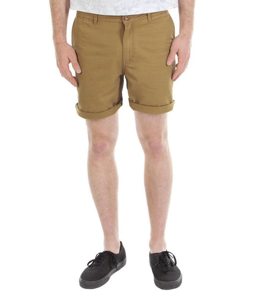 Image of a model wearing Shorts. Productname: White Rabbit Short in Khaki colour by brand - Dangerfield