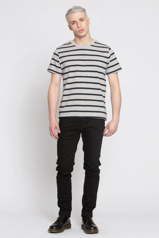 Image of a model wearing Tops. Productname: Jagger Tee in Navy/VintageWht colour by brand - Dangerfield