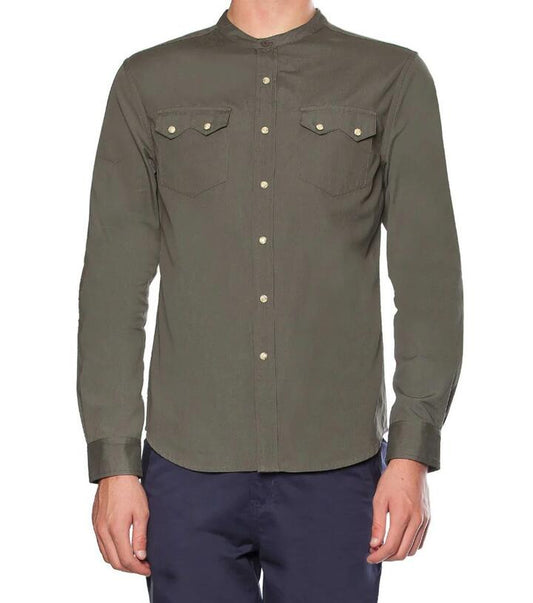 Image of a model wearing Tops. Productname: Grandpa Western Shirt in Green colour by brand - Dangerfield