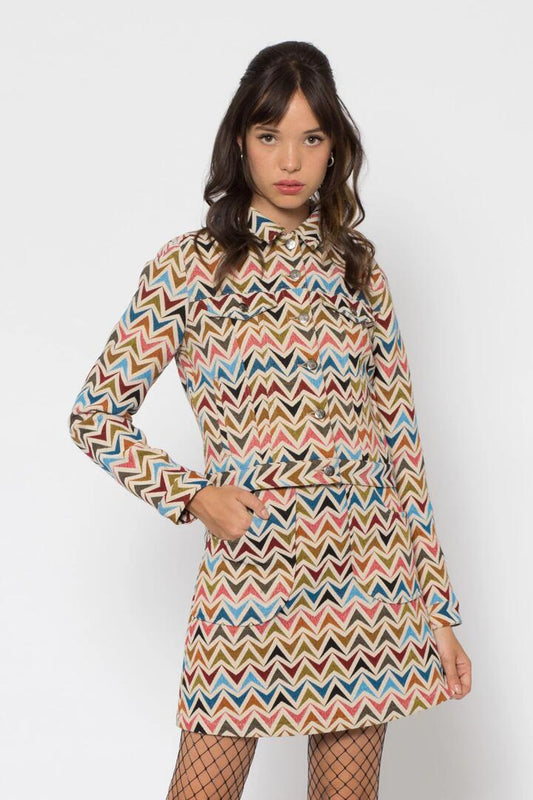 Image of a model wearing Outerwear. Productname: Jetstar Jacket in Navy colour by brand - Revival