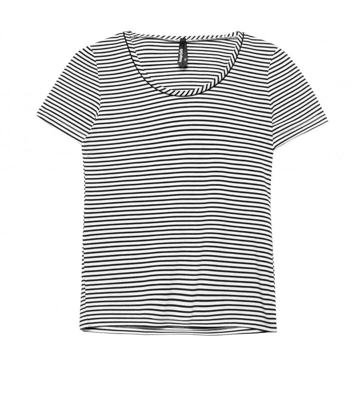 Image of a model wearing Tops. Productname: Back To My Roots Top in White/Black colour by brand - Dangerfield