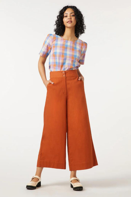 Image of a model wearing Pants. Productname: Chloe Pant in Toffee colour by brand - Princess Highway