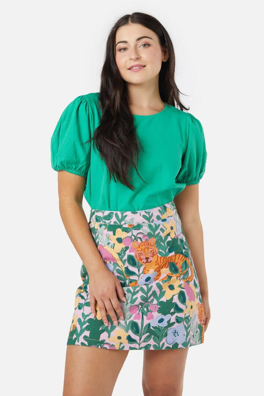 Image of a model wearing Tops. Productname: Stella Top in Green colour by brand - Princess Highway
