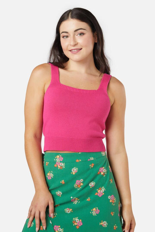 Image of a model wearing Tops. Productname: Holly Cami in Pink colour by brand - Princess Highway