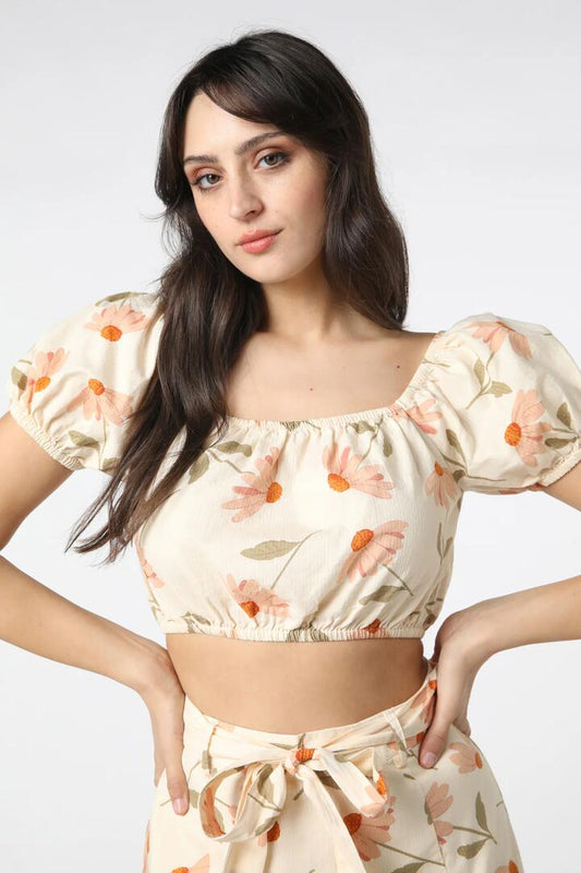 Image of a model wearing Tops. Productname: Marmalade Top in Cream colour by brand - Princess Highway