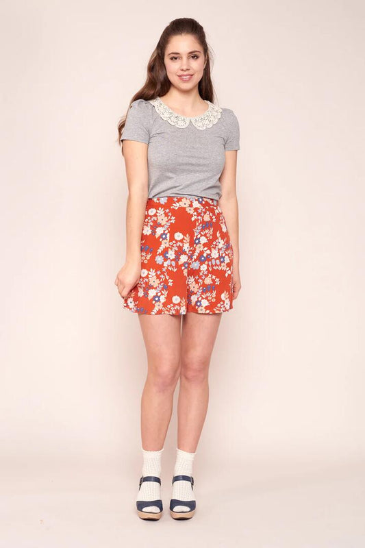 Image of a model wearing Shorts. Productname: Matilda Short in Tomato colour by brand - Princess Highway