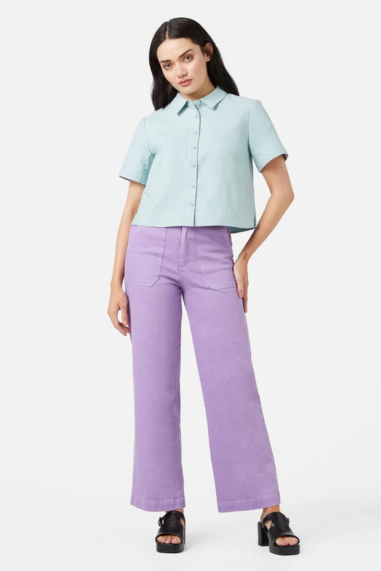 Image of a model wearing Tops. Productname: Hayley Shirt in Sea Green colour by brand - Princess Highway