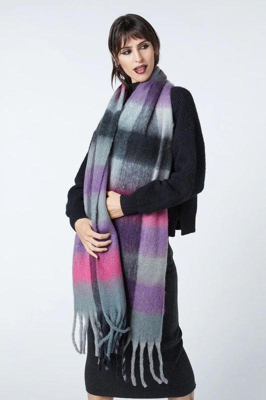 Image of Accessories. Productname: Check Soft Scarf in Purple colour by brand - Dangerfield
