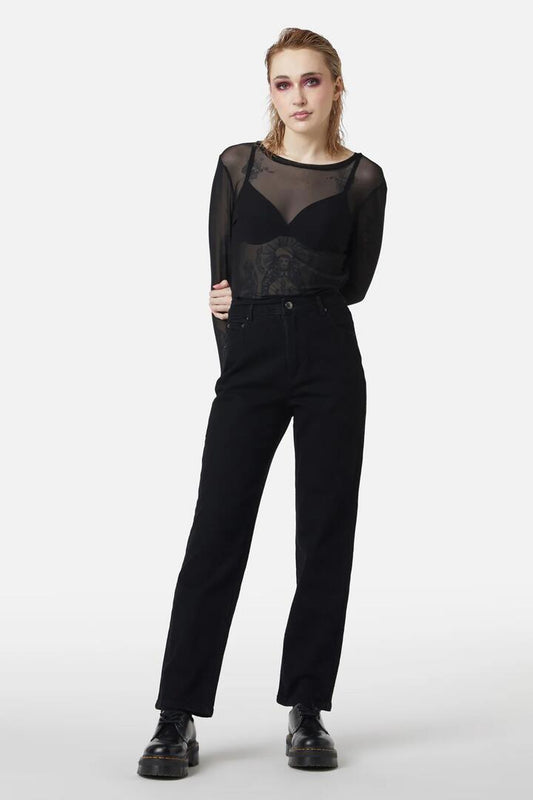 Image of a model wearing Denim. Productname: Classic Cut Danger Jeans in Black colour by brand - Dangerfield