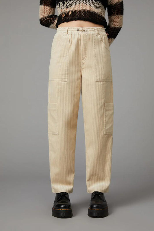 Image of a model wearing Pants. Productname: Skulduggery Cargo Pant in Cream colour by brand - Black Friday