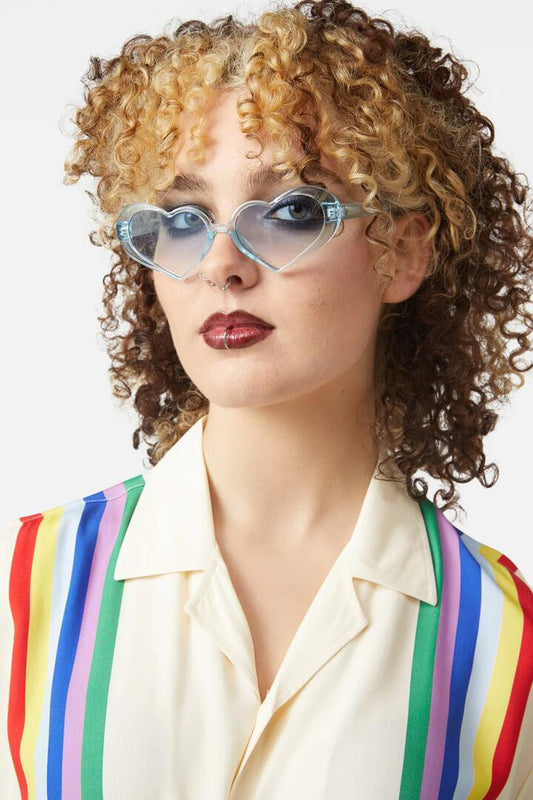 Image of Sunglasses. Productname: Acetate Heart Sunglasses in Blue colour by brand - Dangerfield