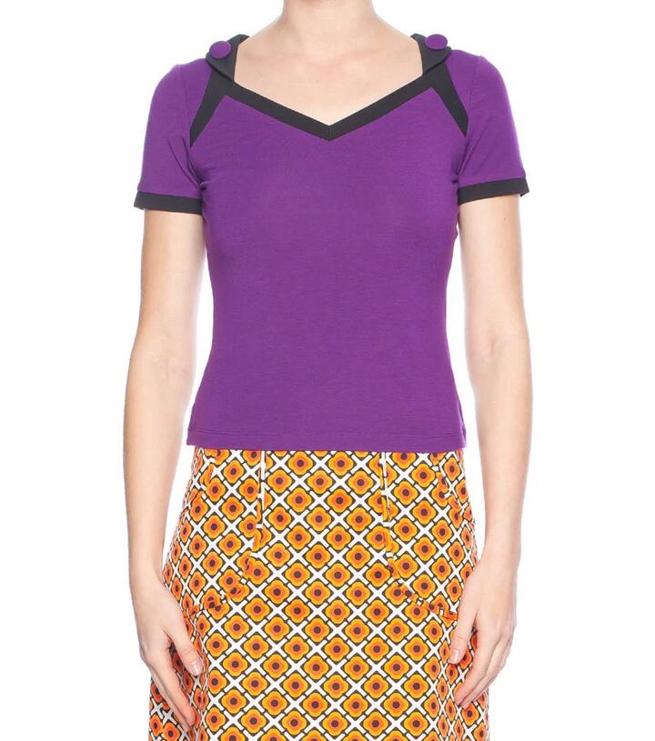 Image of a model wearing Tops. Productname: D'Amour Top in Purple colour by brand - Revival