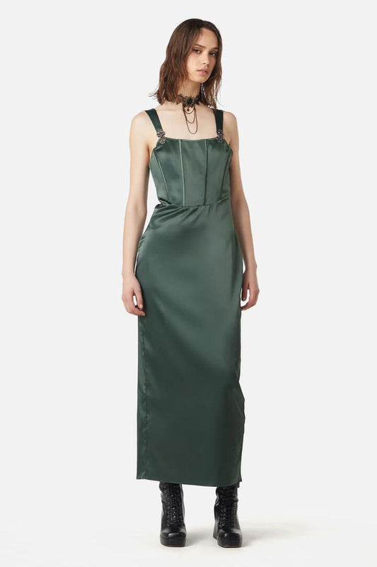 Image of Lingerie. Productname: Time Locked Satin Corset Dress in Green colour by brand - Dangerfield