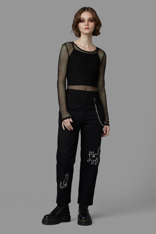 Image of a model wearing Tops. Productname: Dead Inside Mesh Top in Orange colour by brand - Black Friday