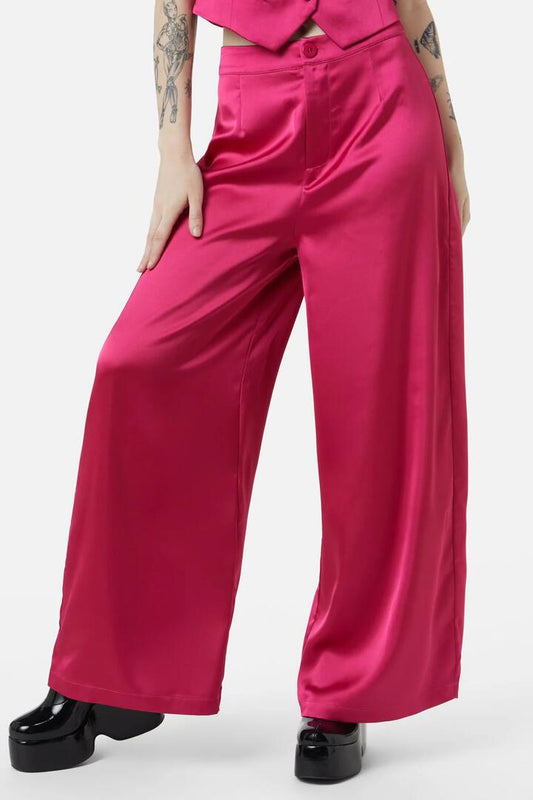 Image of a model wearing Pants. Product name - Call Me Pant in Black colour by brand - Dangerfield