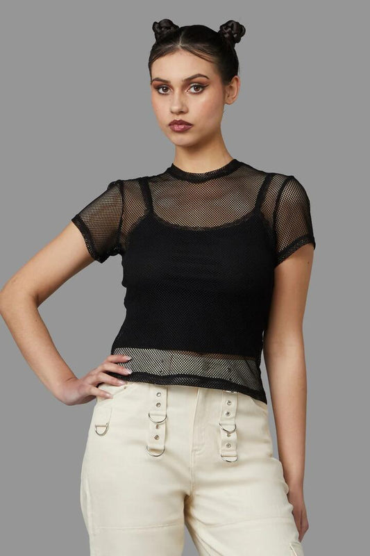 Image of a model wearing Tops. Product name - Hottie Top in Red colour by brand - Black Friday