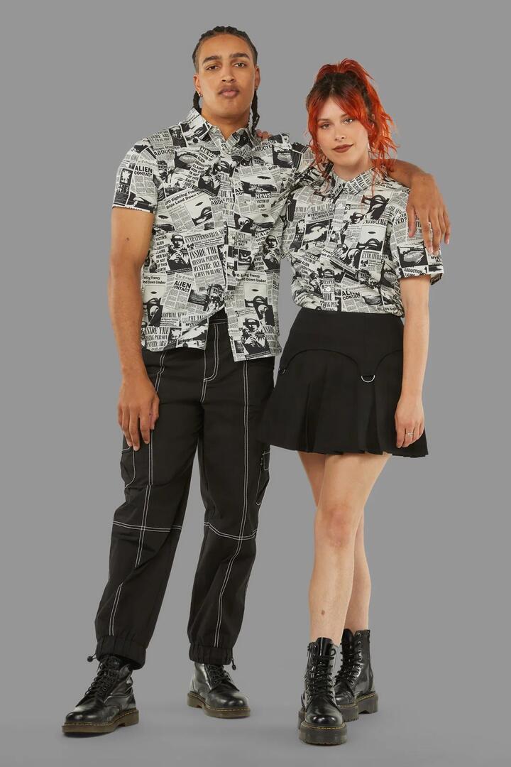 Image of a model wearing Tops. Productname: Extraterrestrial SS Shirt in Purple colour by brand - Black Friday