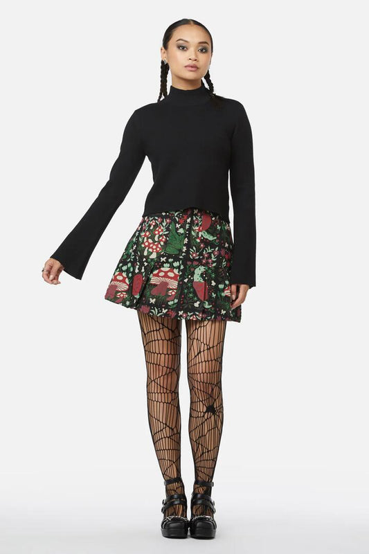 Image of a model wearing Tops. Product name - Night Cat Knit in Green colour by brand - Black Friday