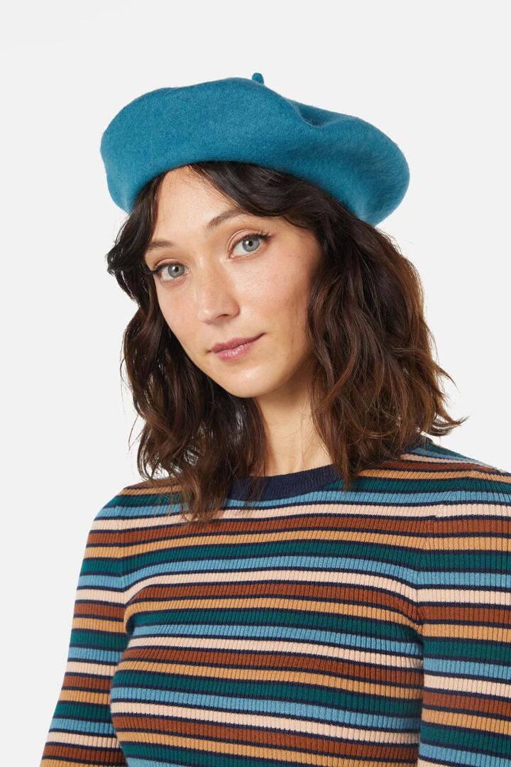 Image of Hats. Productname: Colour Wool Beret in Teal colour by brand - Princess Highway
