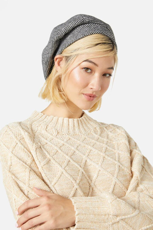 Image of Hats. Productname: Check Beret in Black colour by brand - Princess Highway