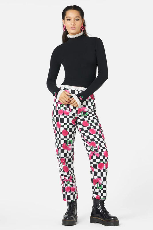 Image of a model wearing Tops. Productname: Super Psycho Knit Top in Pink colour by brand - Black Friday