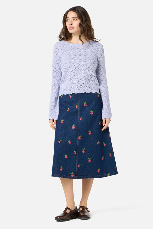 Image of a model wearing Tops. Productname: Spring Pointelle Knit in Green colour by brand - Princess Highway