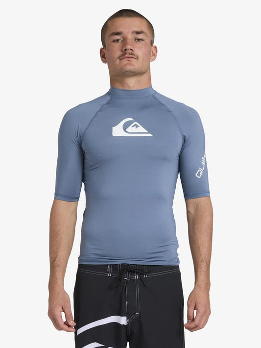 Image of Coats & Jackets. Product name - Quiksilver Mens All Time Rash Vest China Blue in China Blue colour by brand - Quiksilver