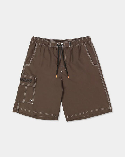 Image of Swimwear. Product name - Billabong Mens Throw On 21" Boardshorts Dark Brown in Dark Brown colour by brand - Billabong