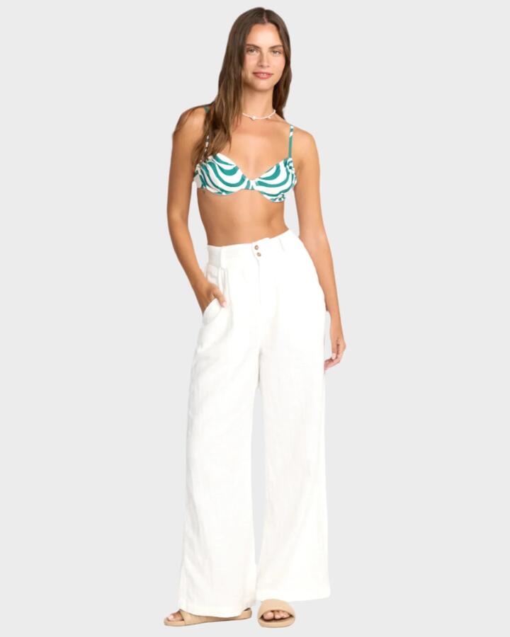 Image of a model wearing Pants. Product name - Billabong Womens Tailor Made Pants Salt Crystal in Salt Crystal colour by brand - Billabong