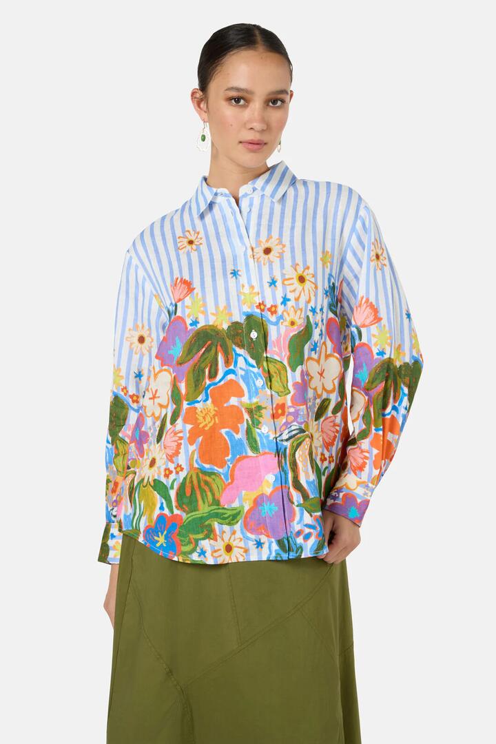 Image of Shirts. Product name - Midnight Garden Stripe Shirt in Print colour by brand - Gorman