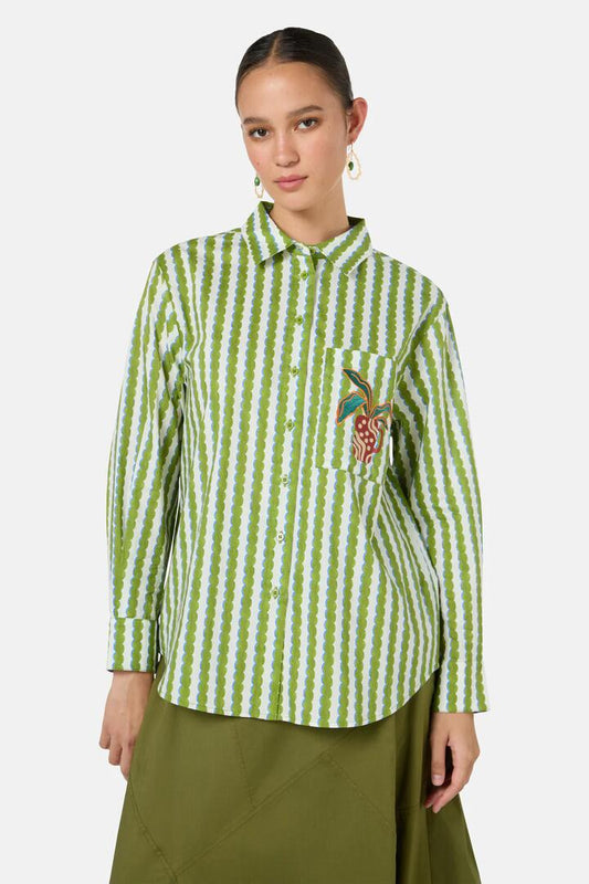 Image of a model wearing Tops. Productname: Natural Form Stripe Shirt in Stripe colour by brand - Gorman