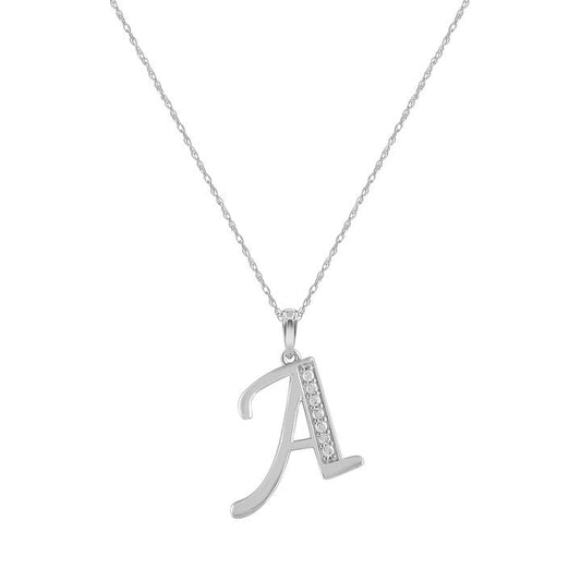 Image of Charms. Productname: Diamond Initial E Necklace in Sterling Silver in colour by brand - Bevilles