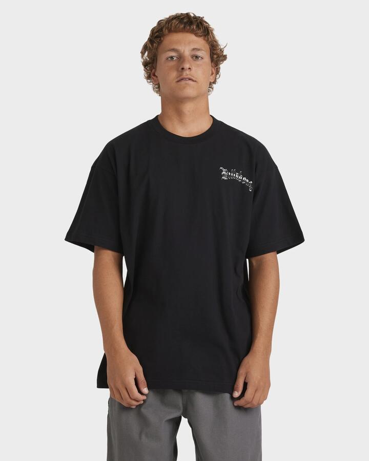 Image of a model wearing Tops. Productname: Billabong - Mens Immortal Arch T-Shirt - Black - in Black colour by brand - Billabong