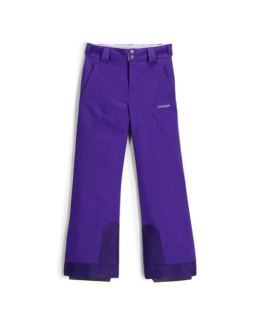 Image of a model wearing Pants. Productname: Spyder Girls 8-16 Olympia Snow Pants Purple Flash - in Purple Flash colour by brand - Spyder