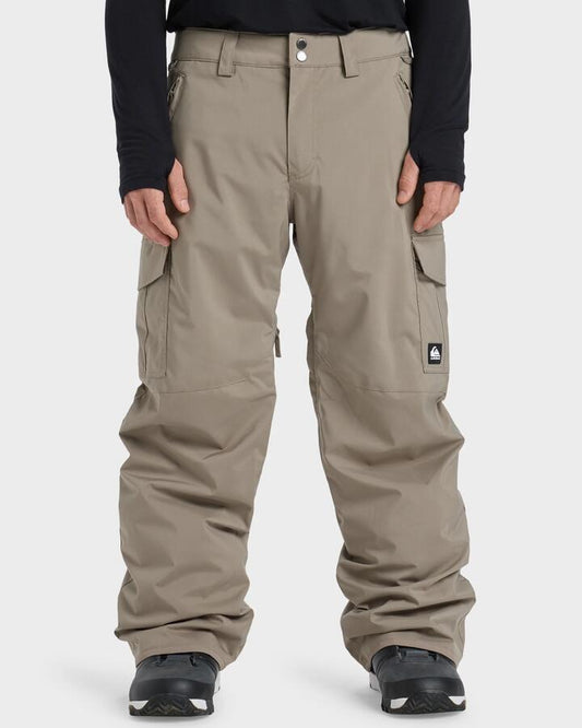 Image of a model wearing Pants. Productname: Quiksilver - Mens Porter Snow Pants - Fallen Rock - in Fallen Rock colour by brand - Quiksilver