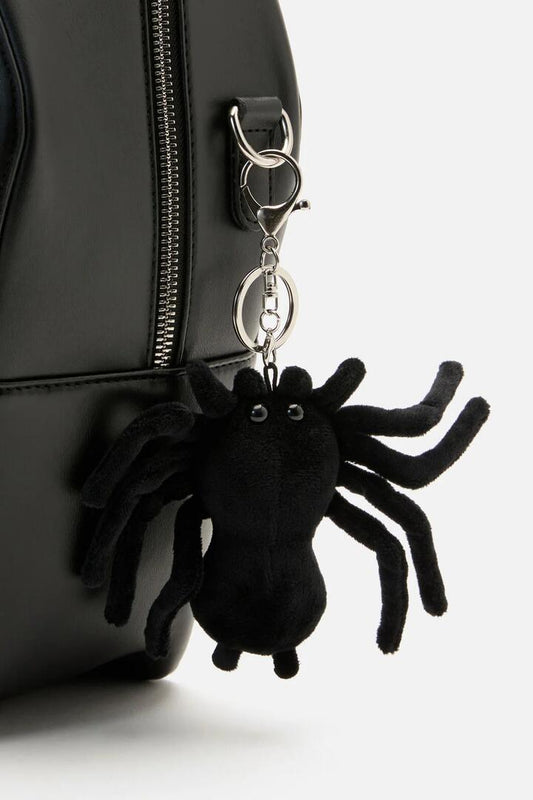 Image of Bags. Productname: Plush Spider Bag Charm in Black colour by brand - Dangerfield
