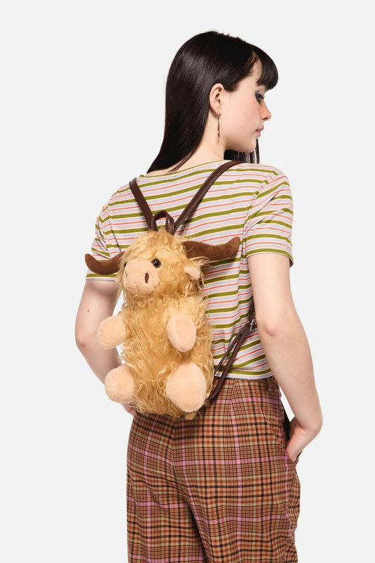 Image of Bags. Productname: Highland Cow Backpack in Tan colour by brand - Dangerfield