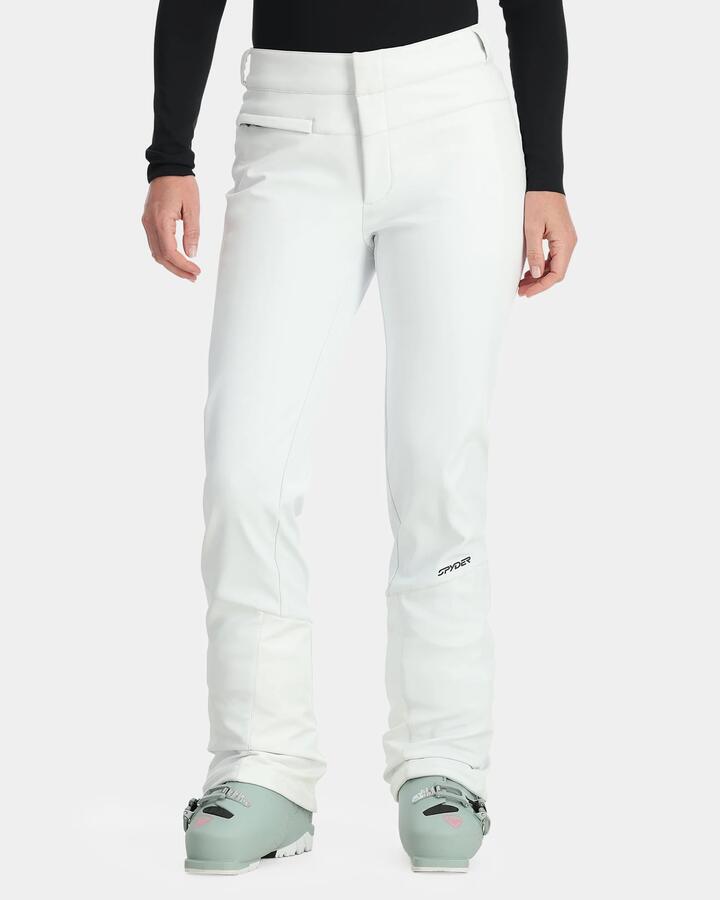 Image of a model wearing Pants. Product name - Spyder Womens Orn Softshell Snow Pants White in White colour by brand - Spyder