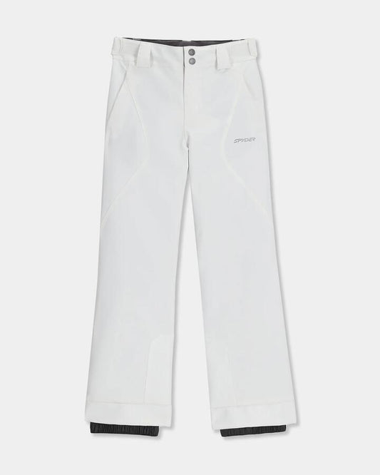 Image of a model wearing Pants. Productname: Spyder Girls 8-16 Olympia Snow Pants White - in White colour by brand - Spyder