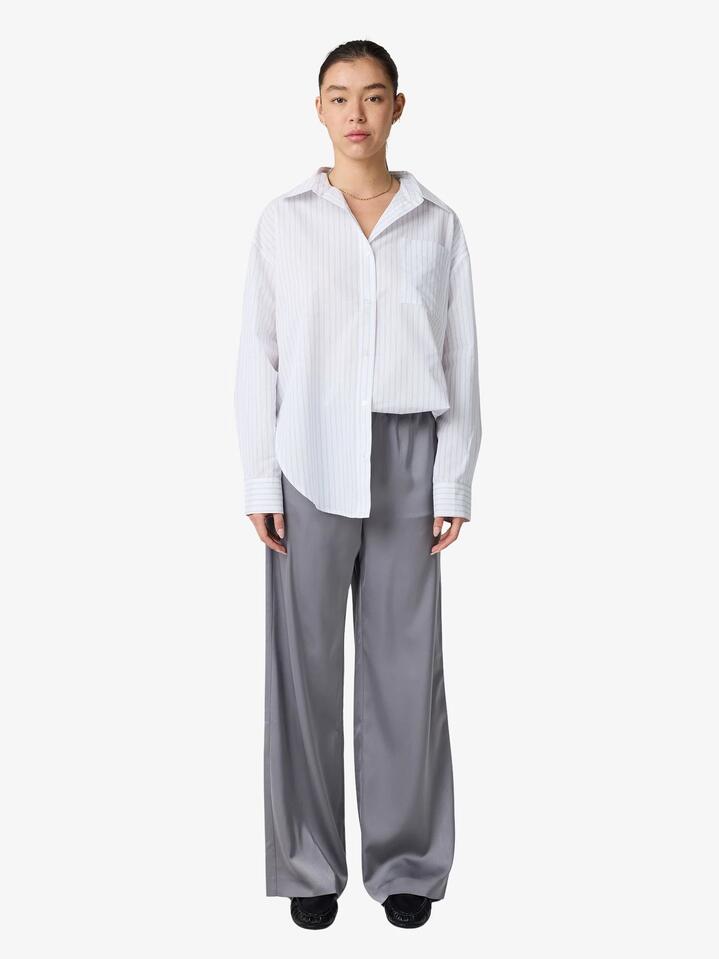 Image of a model wearing Tops. Productname: MSE Stripe Shirt in Grey Stripe colour by brand - MSE