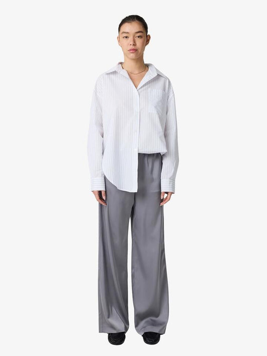 Image of a model wearing Tops. Productname: MSE Stripe Shirt in Grey Stripe colour by brand - MSE