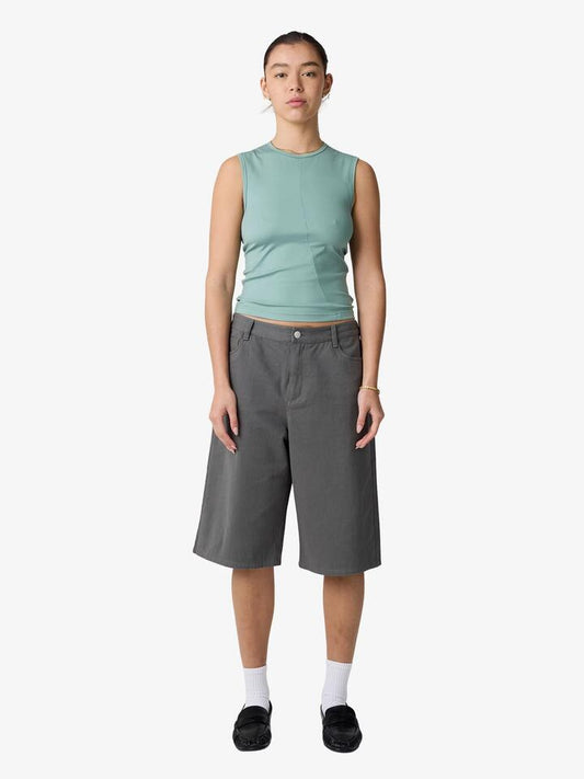 Image of a model wearing Denim. Productname: MSE Cargo Jorts in Coal colour by brand - MSE