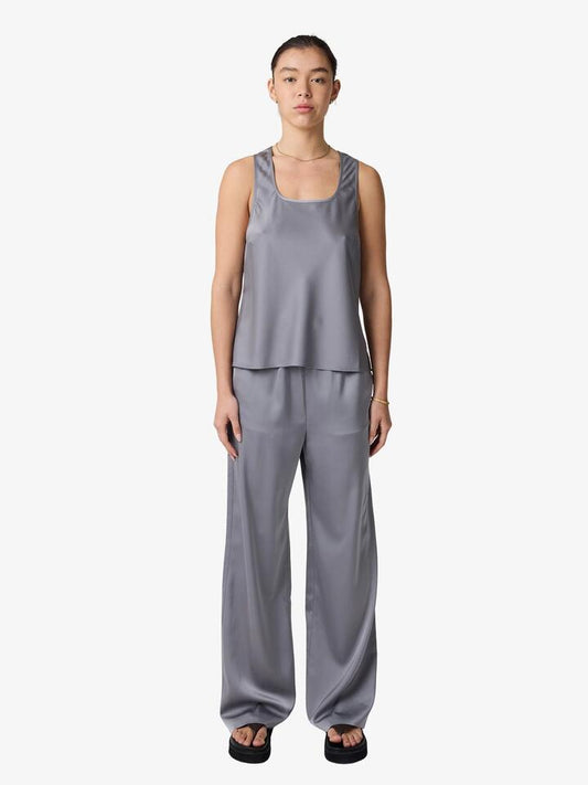 Image of a model wearing Pants. Productname: MSE Satin Pants in Ashphalt colour by brand - MSE