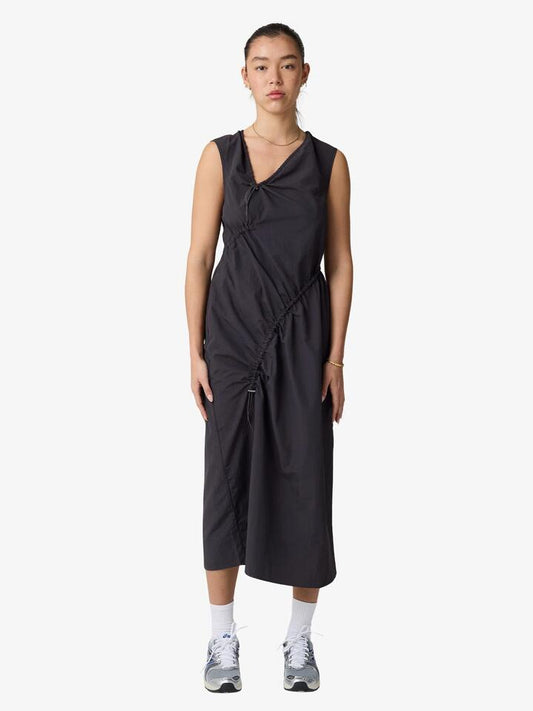 Image of a model wearing Dress. Productname: MSE Ruched Midi Dress in Coal colour by brand - MSE