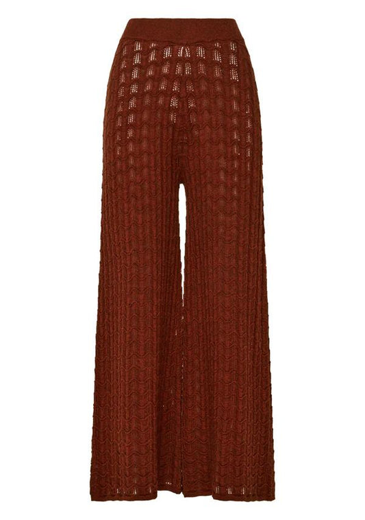 Image of a model wearing Pants. Productname: Selene Knit Pant in Wine colour by brand - MOS The Label