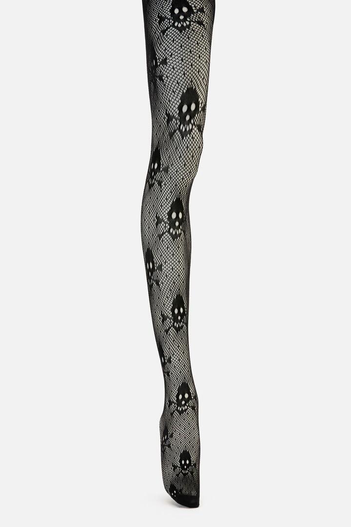 Image of Lingerie. Productname: Skull & Crossbone Tights in Black colour by brand - Black Friday