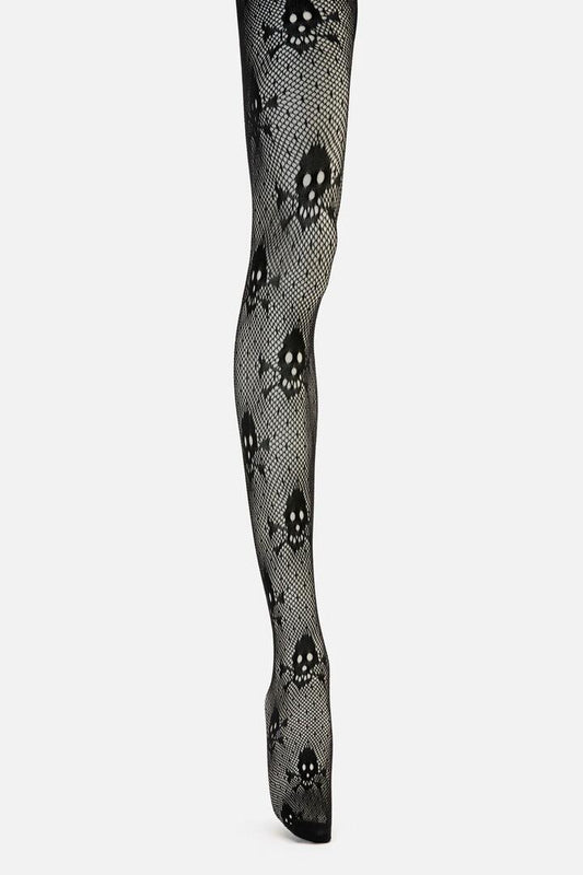 Image of Lingerie. Productname: Skull & Crossbone Tights in Black colour by brand - Black Friday